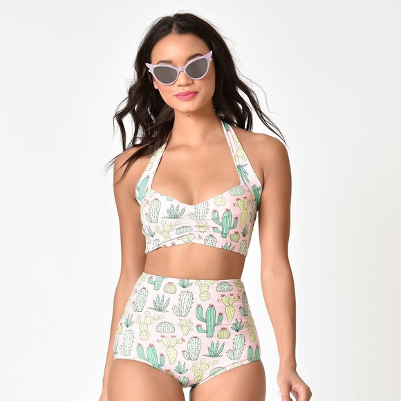 high waisted cactus swimsuit